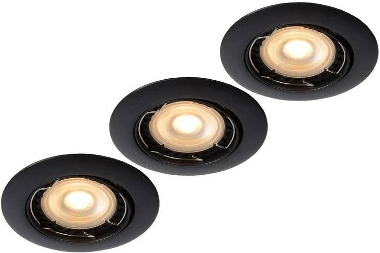 Lucide FOCUS Inbouwspot Ø 8 1 LED Dimb. Zwart Set van 3