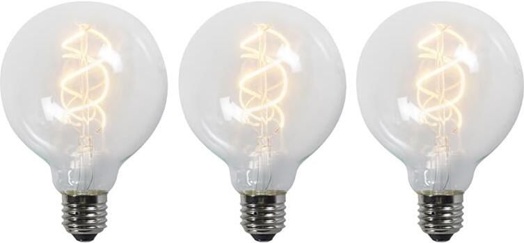 LUEDD Set van 3 E27 LED gedraaid filament lampen G95 helder 5W 400 lm