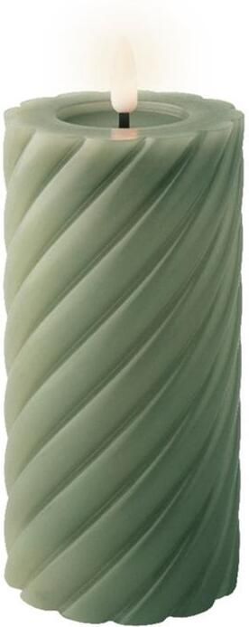 Lumineo Luxe LED kaars groen D7 5 x H17 cm timer