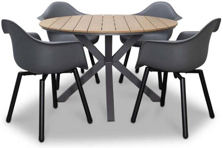 LUX outdoor living Cervo|Montreux dining tuinset 5-delig | 120cm rond