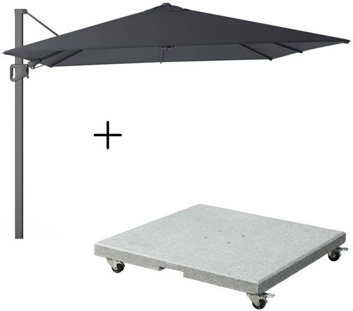 LUX outdoor living Milano zweefparasol 300x300cm antraciet + Premium