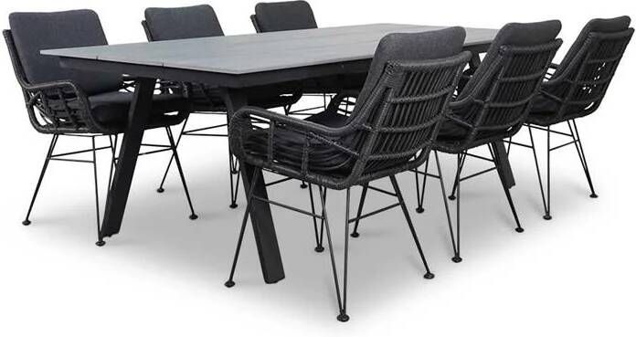 LUX outdoor living Oslo Grey|Carlos Charcoal dining tuinset 7-delig |