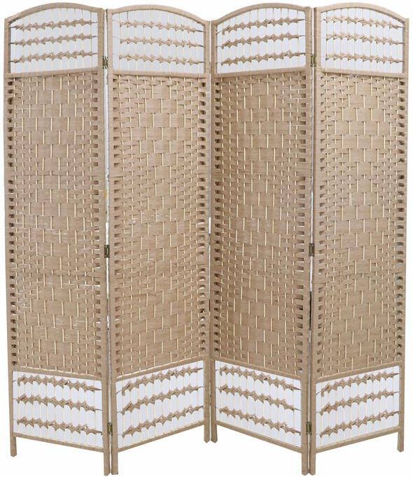 LW collection Kamerscherm bruin kamerschermen 4 panelen rotan rieten scheidingswand bruin 170x160cm paravent kant en klaar - Foto 2