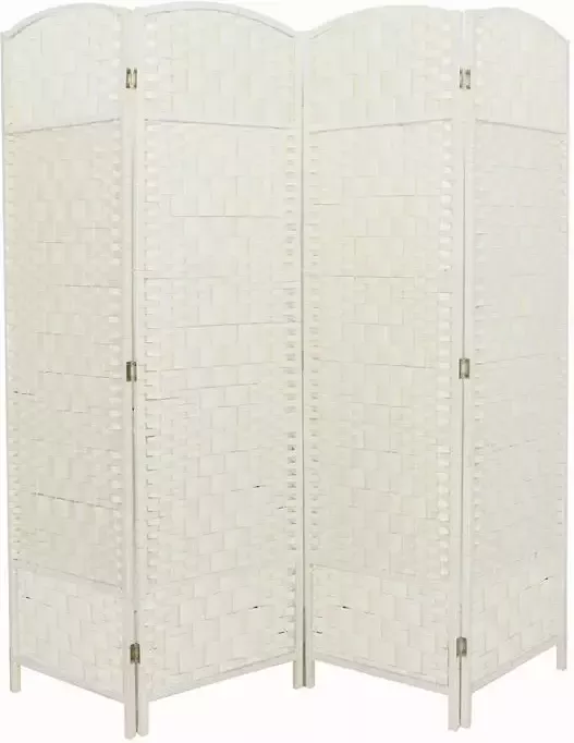 LW collection Kamerscherm gebroken wit rotan rieten kamerschermen 4 panelen scheidingswand wit 170x160 cm paravent kant en klaar - Foto 2