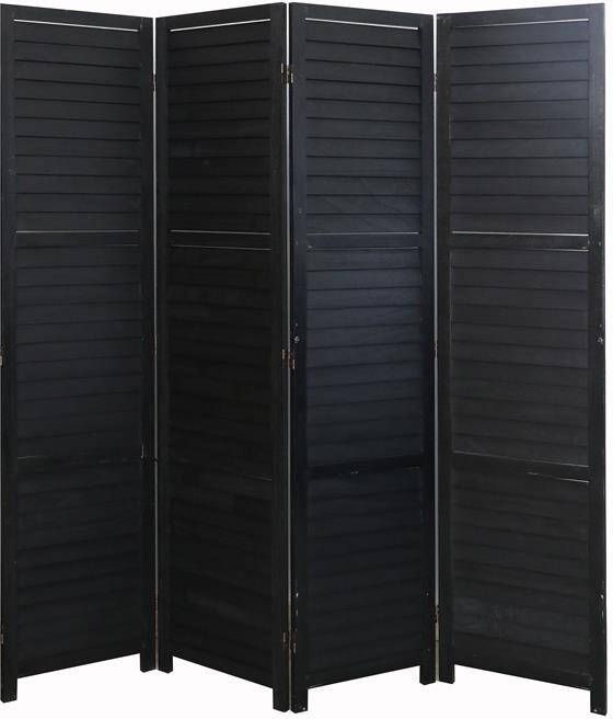 LW collection Kamerscherm zwart hout kamerschermen 4 panelen scheidingswand 170x160 kant en klaar - Foto 2