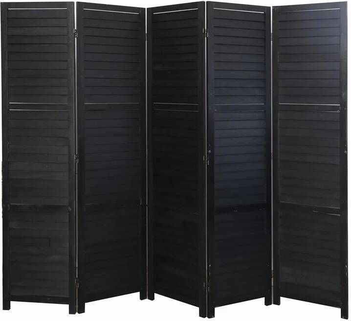 LW collection Kamerscherm zwart hout kamerschermen 5 panelen scheidingswand 170x200cm paravent kant en klaar - Foto 2