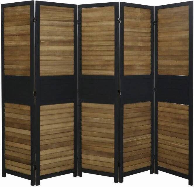 LW collection Kamerscherm Zwart bruin Hout kamerschermen 5 panelen scheidingswand 170x200cm kant en klaar - Foto 2