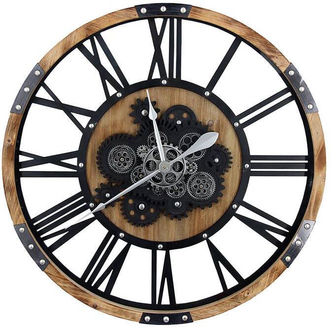 LW Collection Wandklok Andy Ø80cm bruin