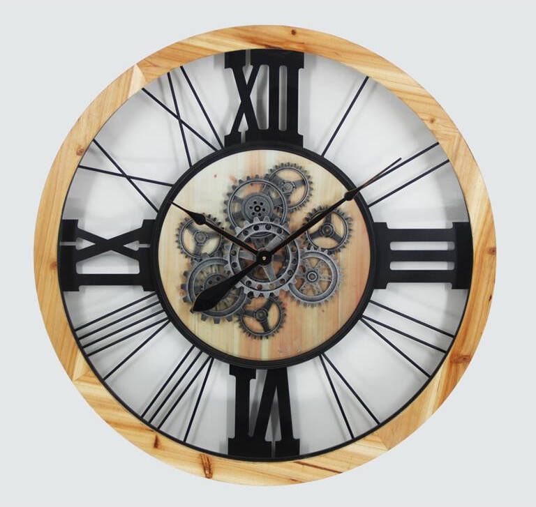 LW Collection Wandklok Gio Ø80cm bruin