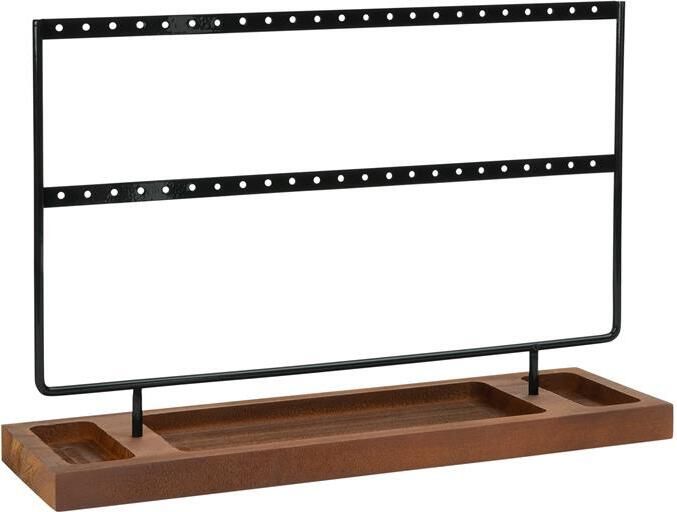 LYVION Oorbellenrekje XL Hout en metaal Donkerbruin en zwart