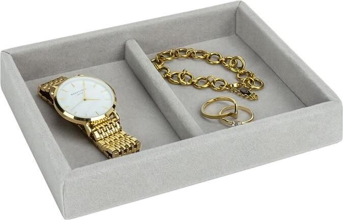 LYVION Sieradendoos met 2 vakken Fluweel Grijs