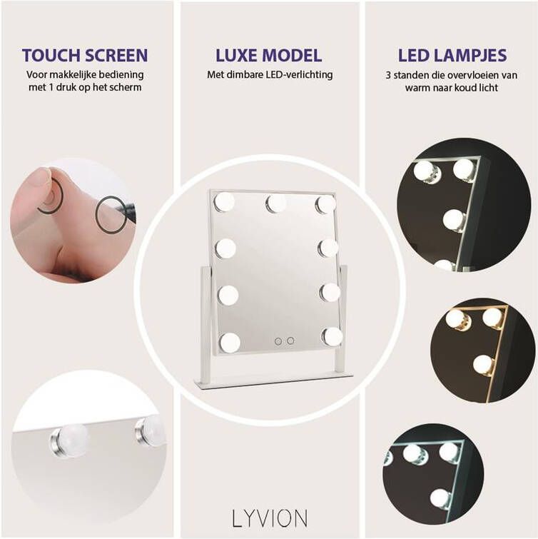 LYVION Make-up spiegel met led bulbs wit - Foto 1