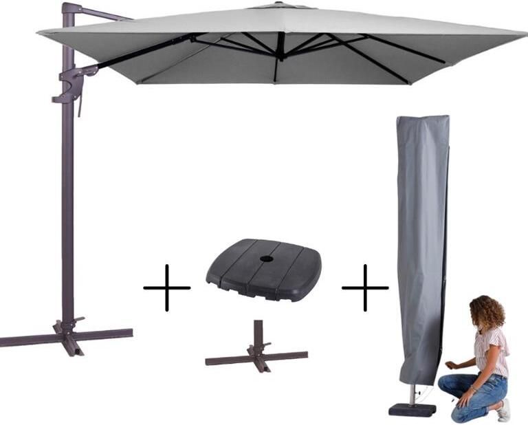 Madison Parasol monaco flex III light grey + voet + hoes
