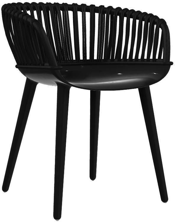 Magis Cyborg Club stoel black wicker glossy black