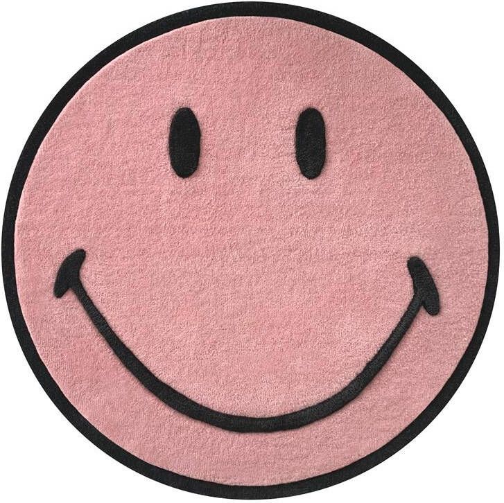 Maison Deux Vloerkleed Smiley Roze Rond diameter 200 cm