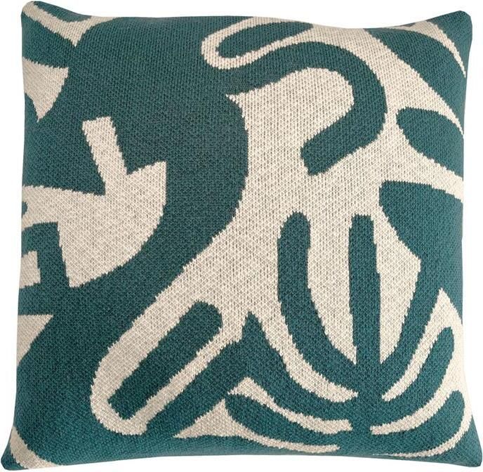 Malagoon Floral Victory Gebreid Sierkussen 50 x 50 cm Groen