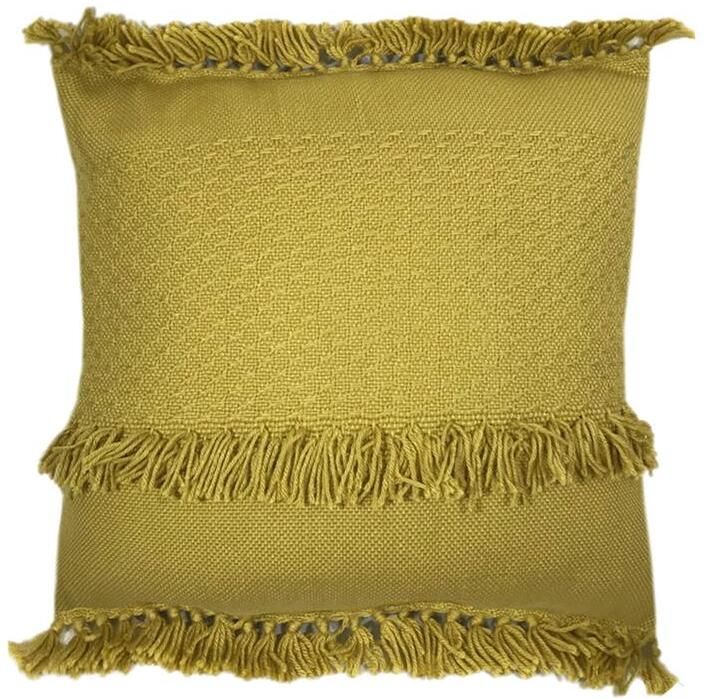 Malagoon Fringe Sierkussen Mosterdgeel