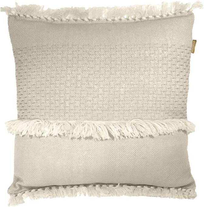 Malagoon Fringe Sierkussen Off White