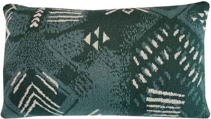 Malagoon Funny Block Dye Gebreid Sierkussen 35 x 60 cm Groen