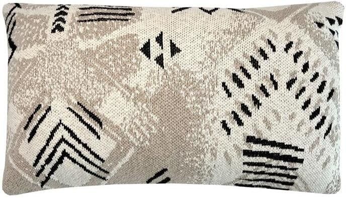 Malagoon Funny Block Dye Gebreid Sierkussen 35 x 60 cm Off White