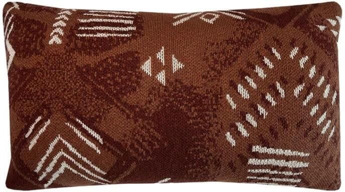 Malagoon Funny Block Dye Gebreid Sierkussen 35 x 60 cm Rusty Brown