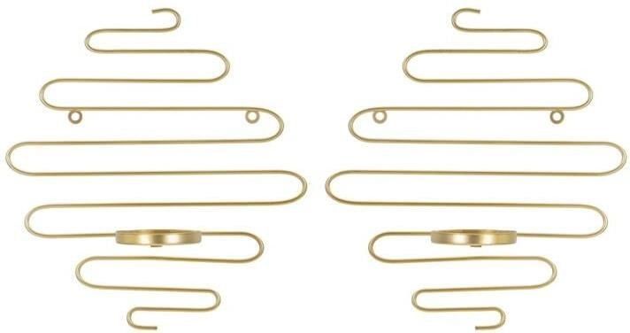 Mauro Ferretti Alid Set van 2 wandkandelaars in goud metaal