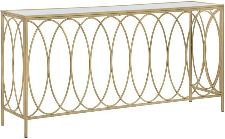 Mauro Ferretti Arc similmarble Console in goud metaal met spiegelblad