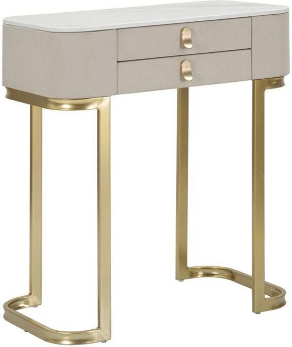 Mauro Ferretti Beauty Console met 2 lades in hout en beige stof