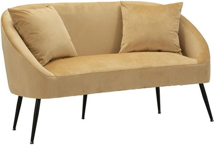 Mauro Ferretti Browy Zwart metalen en bruin fluwelen bank met kussens