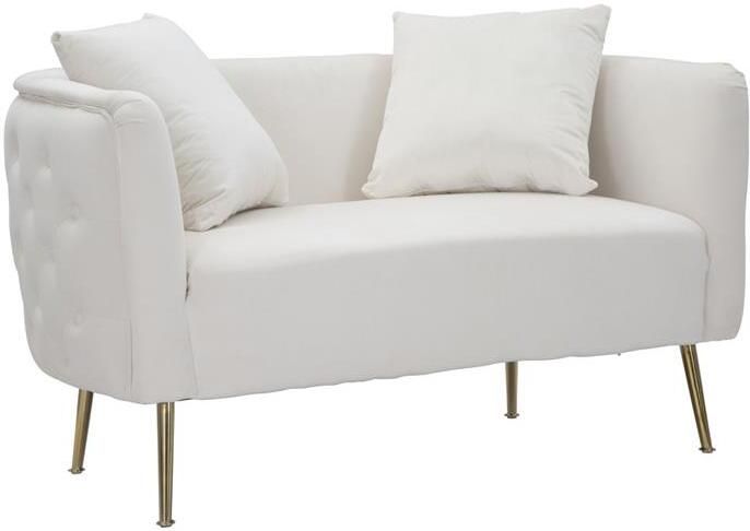 Mauro Ferretti Bucarest 2-zitsbank van beige stof met gouden poten