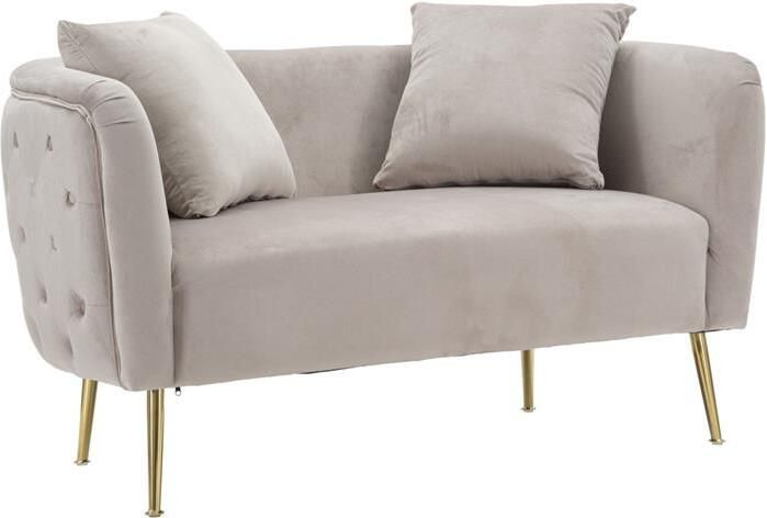 Mauro Ferretti Bucarest 2-zitsbank van grijze stof met gouden poten