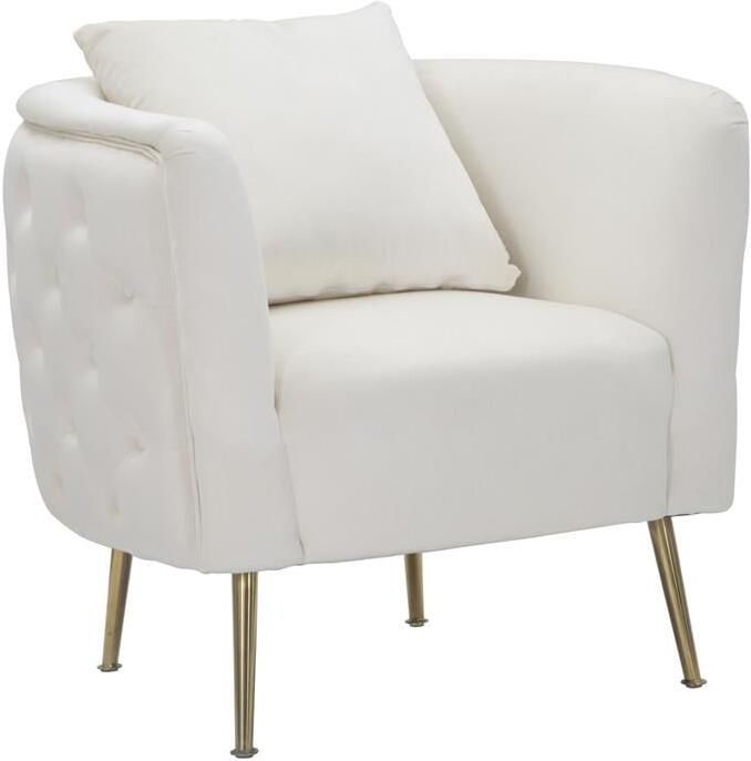 Mauro Ferretti Bucarest Fauteuil in beige stof met gouden poten