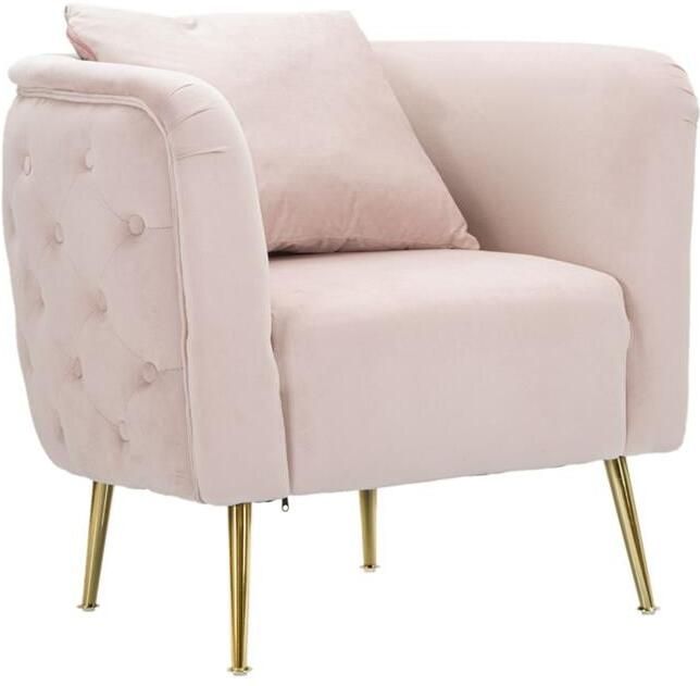 Mauro Ferretti Bucarest Fauteuil in metaal en stof goud en roze