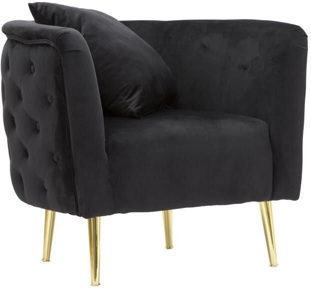 Mauro Ferretti Bucarest Fauteuil in zwarte stof met gouden poten