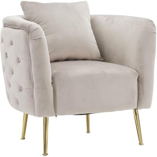 Mauro Ferretti Bucarest Grijze stoffen fauteuil met gouden poten