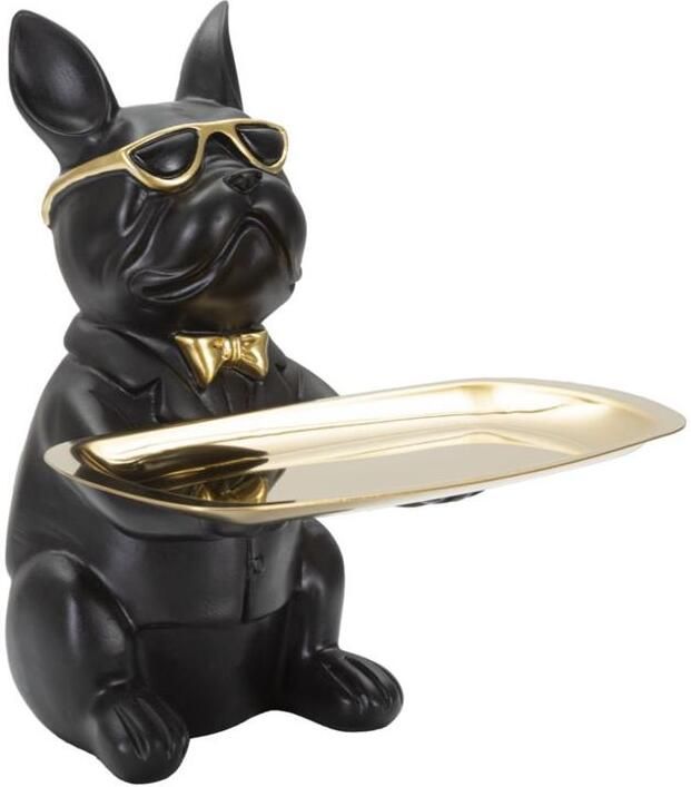 Mauro Ferretti Cane Hond met opbergruimte in gouden en zwarte hars
