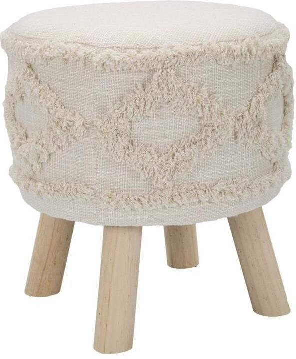 Mauro Ferretti Damasco Ronde kruk van beige stof