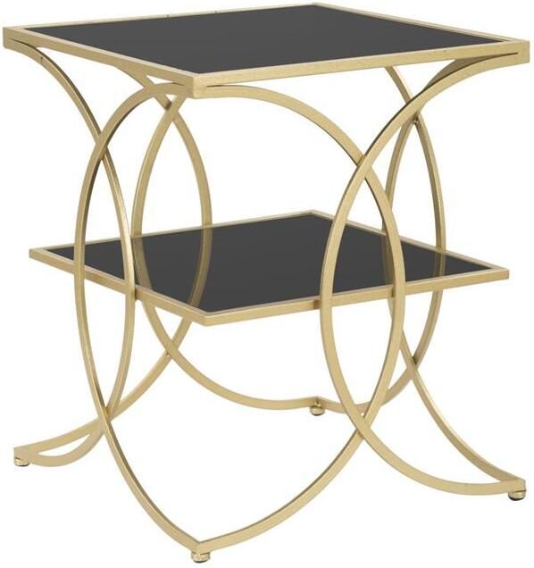 Mauro Ferretti Double Tafel in goud metaal met zwarte glazen bladen