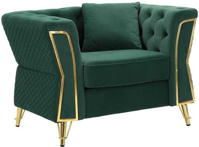 Mauro Ferretti Emy Fauteuil in metaal en groen fluweel met kussen