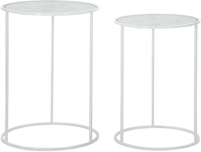 Mauro Ferretti Hearts Set van 2 tafels in wit metaal met vlinders