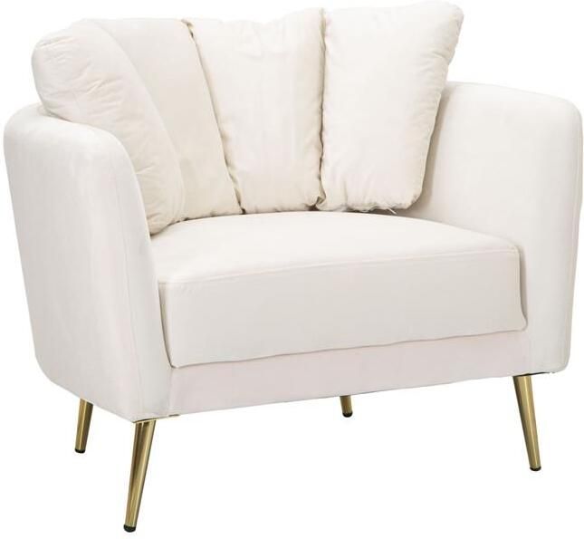 Mauro Ferretti Kiev Fauteuil in beige polyester en poten in metaal