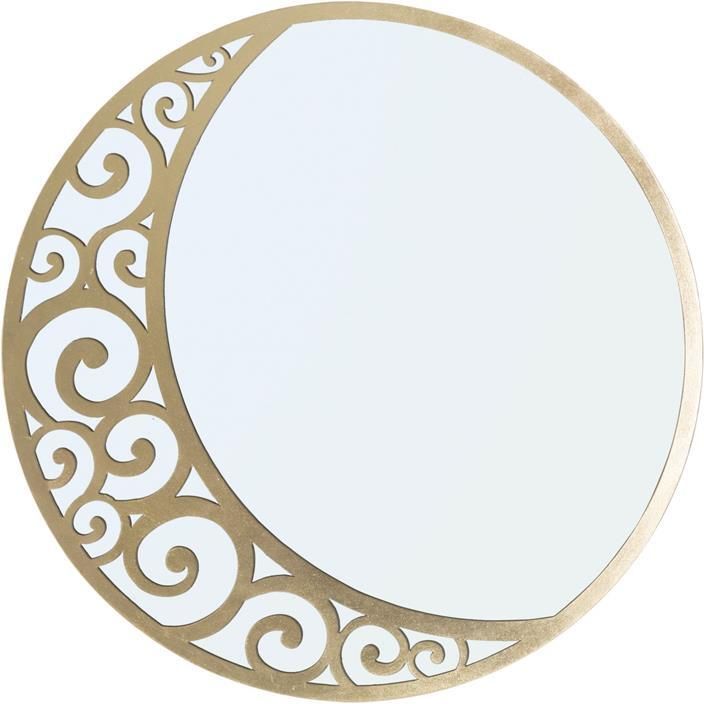 Mauro Ferretti Luna Wandspiegel met gebeeldhouwde maan in goud metaal