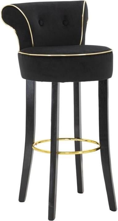 Mauro Ferretti Luxy Zwarte stoffen kruk met rug