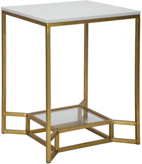 Mauro Ferretti Marble Tafel in goud metaal met witte bovenkant