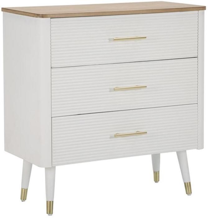 Mauro Ferretti Matera Wit en bruin houten dressoir met 3 lades