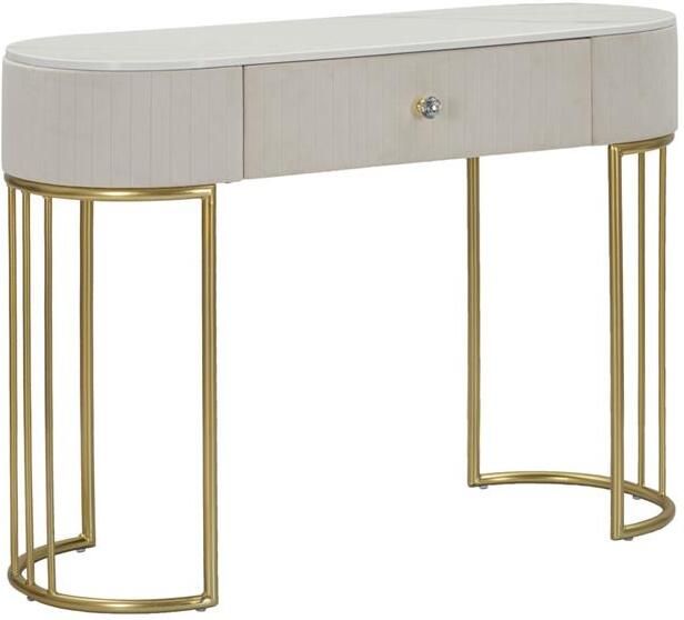 Mauro Ferretti Montpellier Console in metalen stof hout goudbeige wit