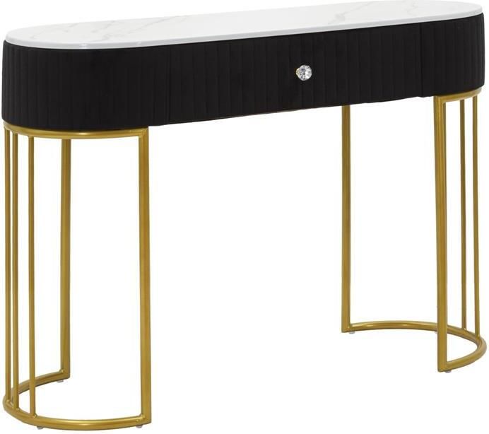 Mauro Ferretti Montpellier Console in metalen stof hout zwart witgoud