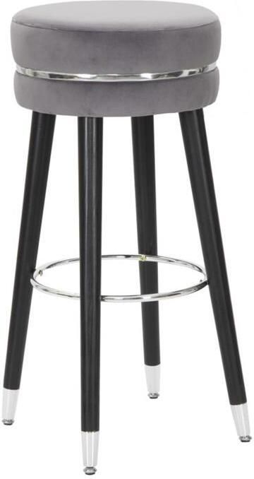 Mauro Ferretti Paris Ronde barkruk in grijze stof met houten poten