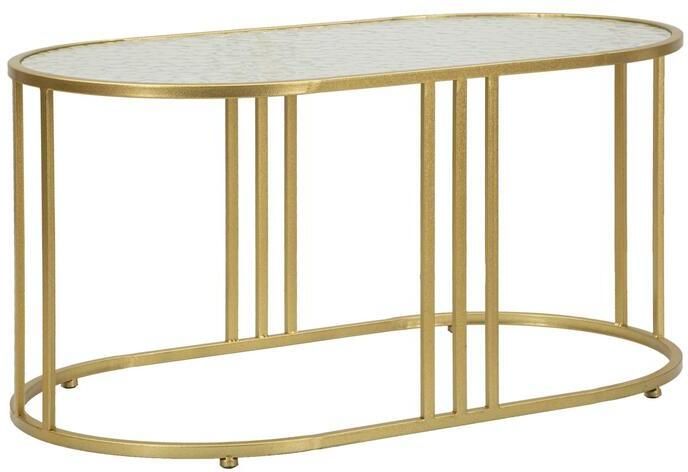 Mauro Ferretti Salontafel in goudkleurig metaal en glas cm 90x50x45