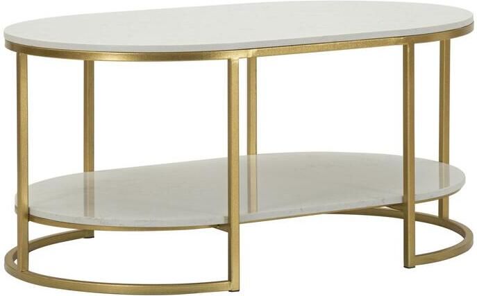 Mauro Ferretti Salontafel in goudkleurig metaal en marmer cm 90x60x45